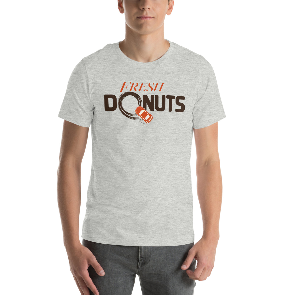 Fresh Donuts t-shirt, Athletic Heather front view (2) — Marque automotive apparel
