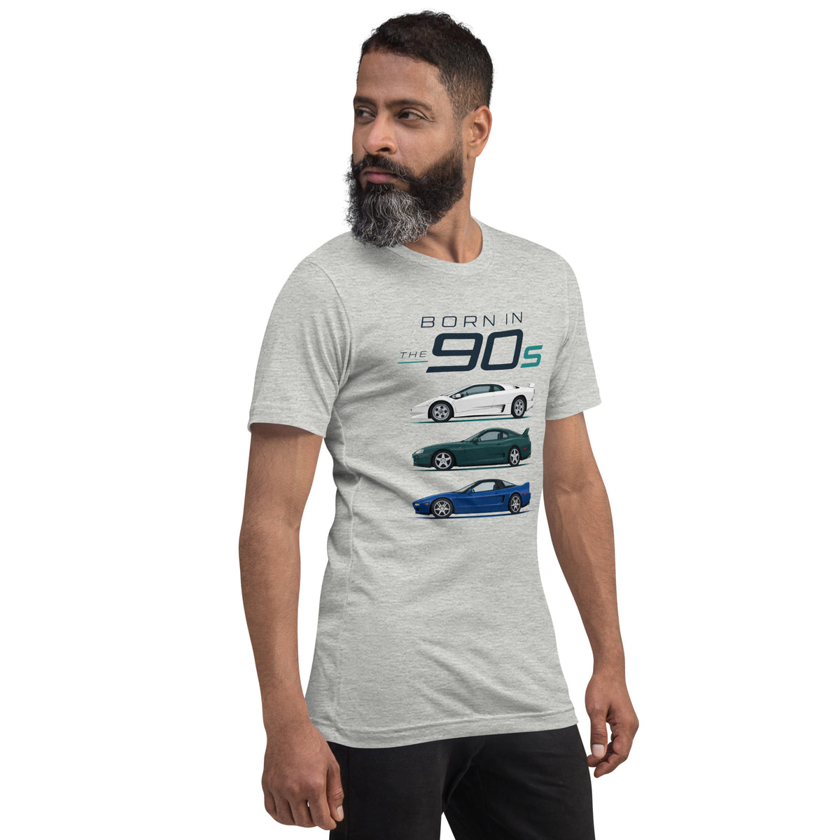 Born in the 90s tee, Athletic Heather front view — Marque automotive apparel (2)