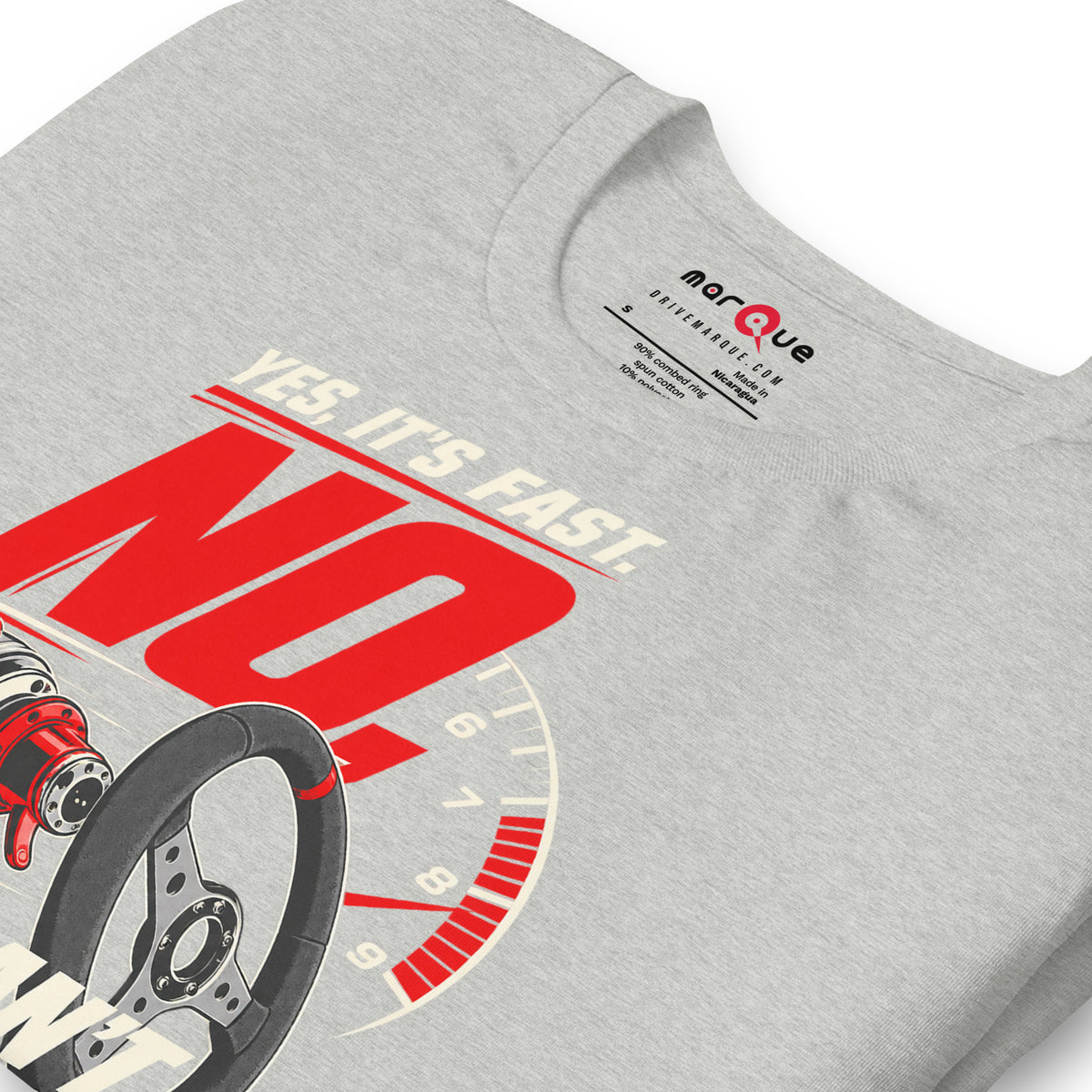 Yes It's Fast, No You Can't Drive It t-shirt, Athletic Heather print detail — Marque automotive apparel