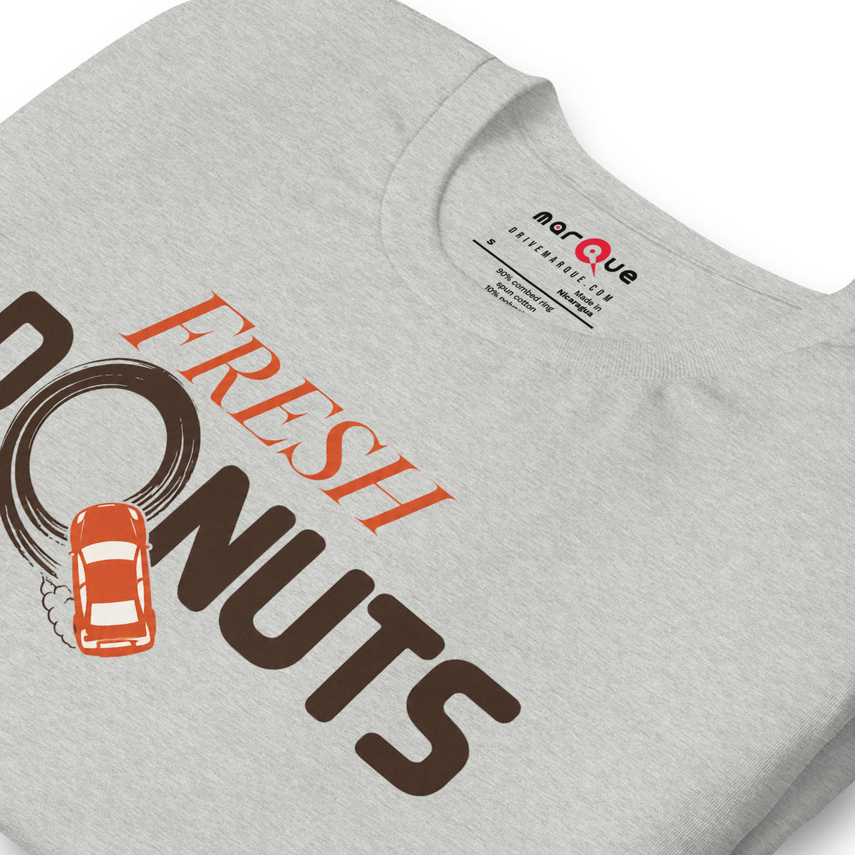 Fresh Donuts t-shirt, Athletic Heather print detail — Marque automotive apparel