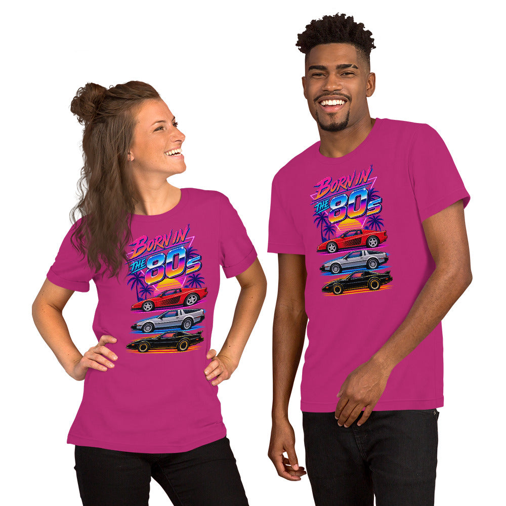 Born in the 80s tee, Berry front view — Marque automotive apparel (2)