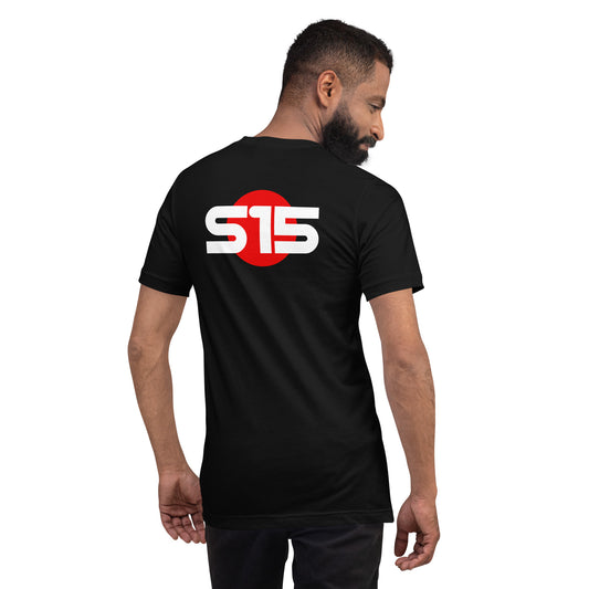 S15 Tee — Final Silhouette graphic t-shirt, Black back view (2) — Marque automotive apparel