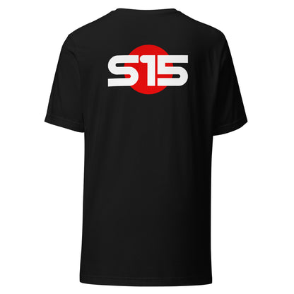 S15 Tee — Final Silhouette graphic t-shirt, Black back view — Marque automotive apparel