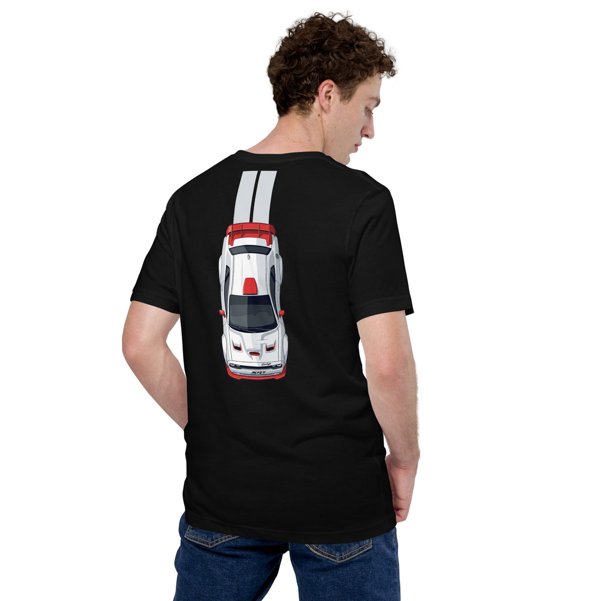 Muscle Track Tee — Iron and Asphalt graphic t-shirt, Black back view — Marque automotive apparel