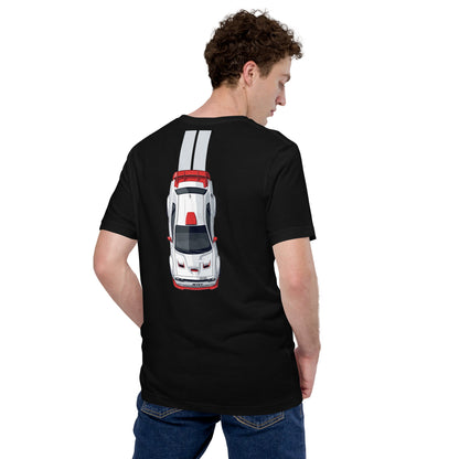 Muscle Track Tee — Iron and Asphalt graphic t-shirt, Black back view — Marque automotive apparel