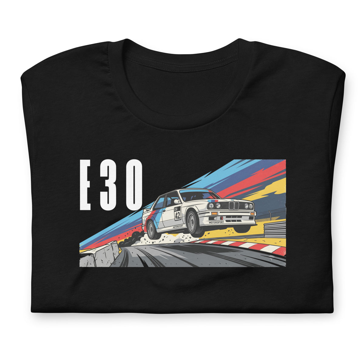E30 Touring Car Tee — Group A Heritage graphic t-shirt, Black front view (4) — Marque automotive apparel