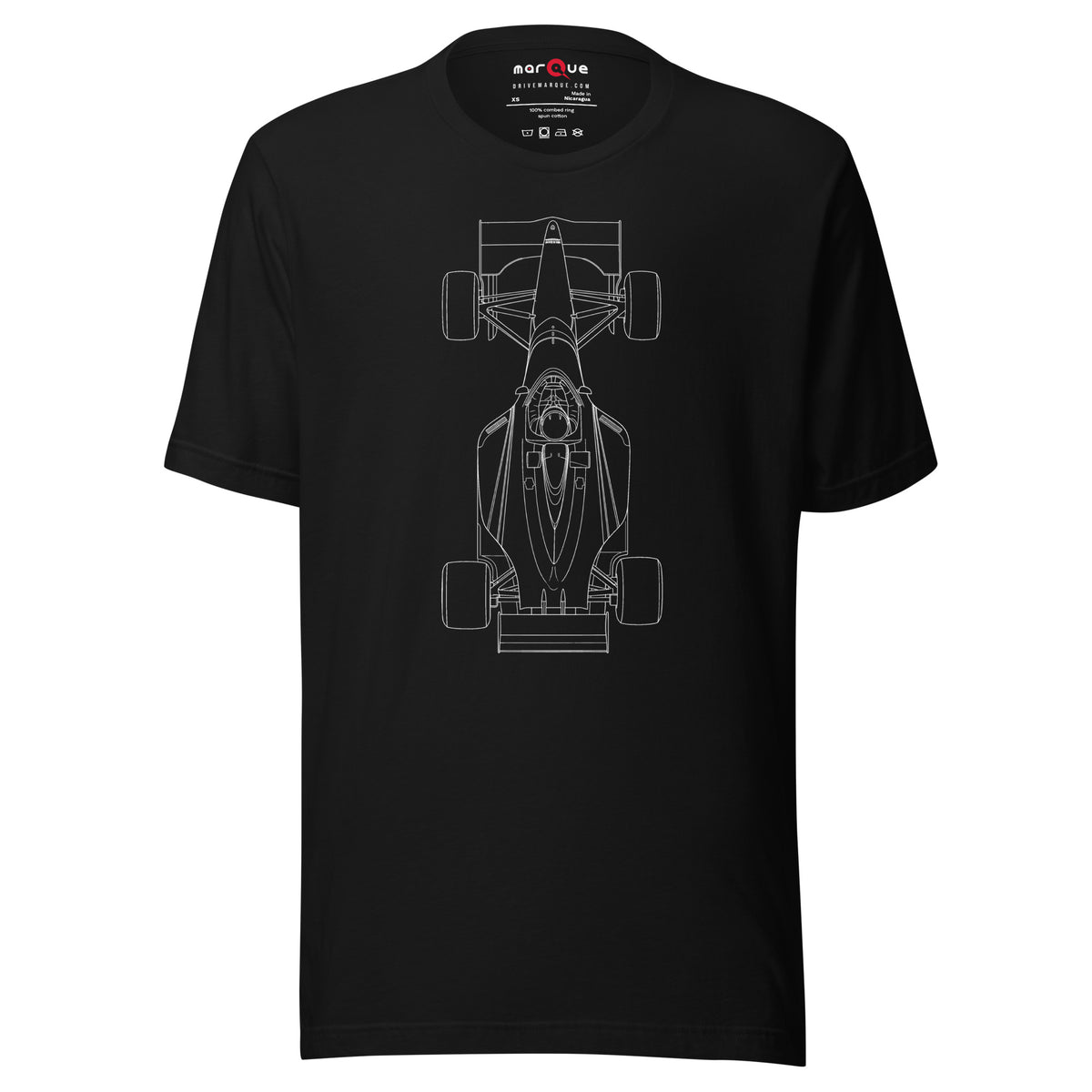 Track Ready Tee — Pre-Grid Checklist graphic t-shirt, Black front view — Marque automotive apparel