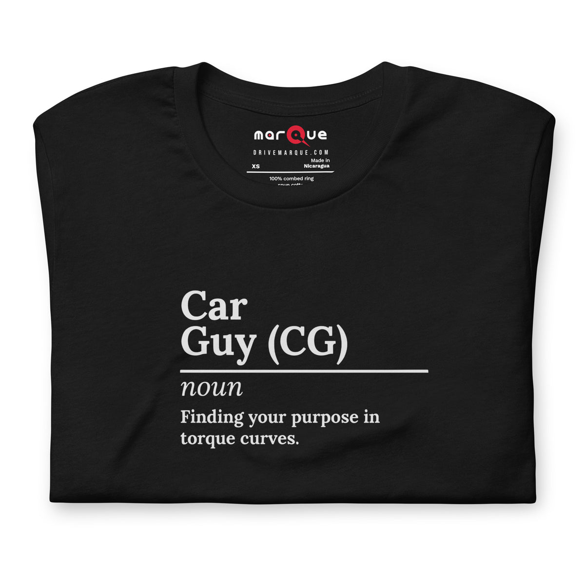 Car Guy Tee — Trackside graphic t-shirt, Black front view (2) — Marque automotive apparel