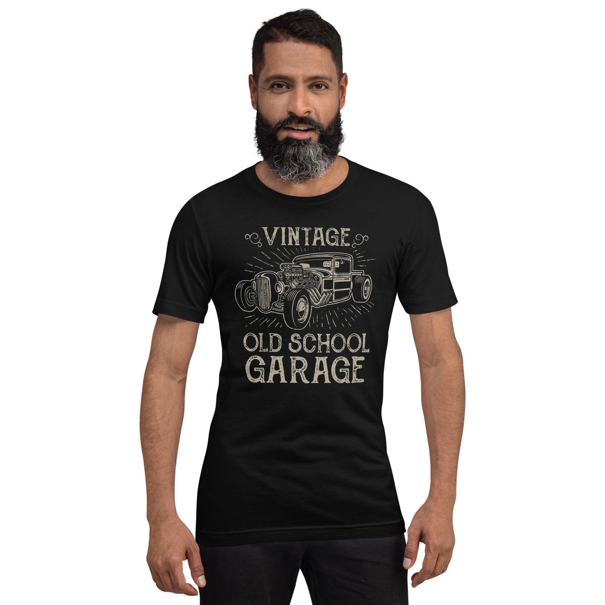 Hotrod Garage tee, Black front view — Marque automotive apparel (2)