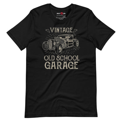Hotrod Garage tee, Black front view — Marque automotive apparel
