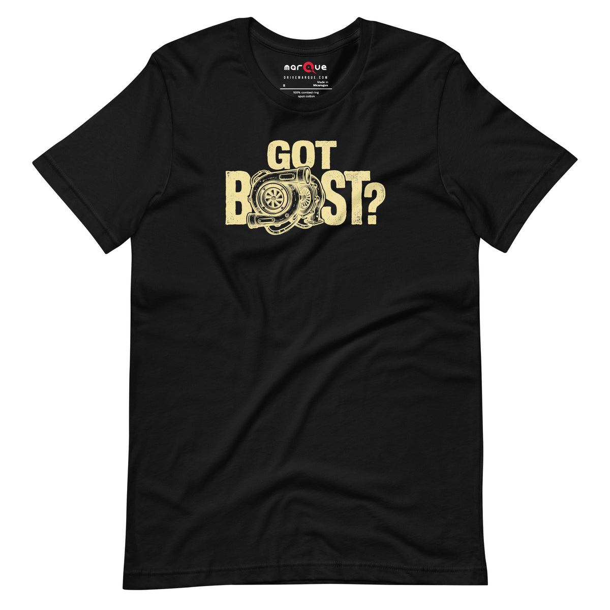 Got Boost tee, Black front view — Marque automotive apparel