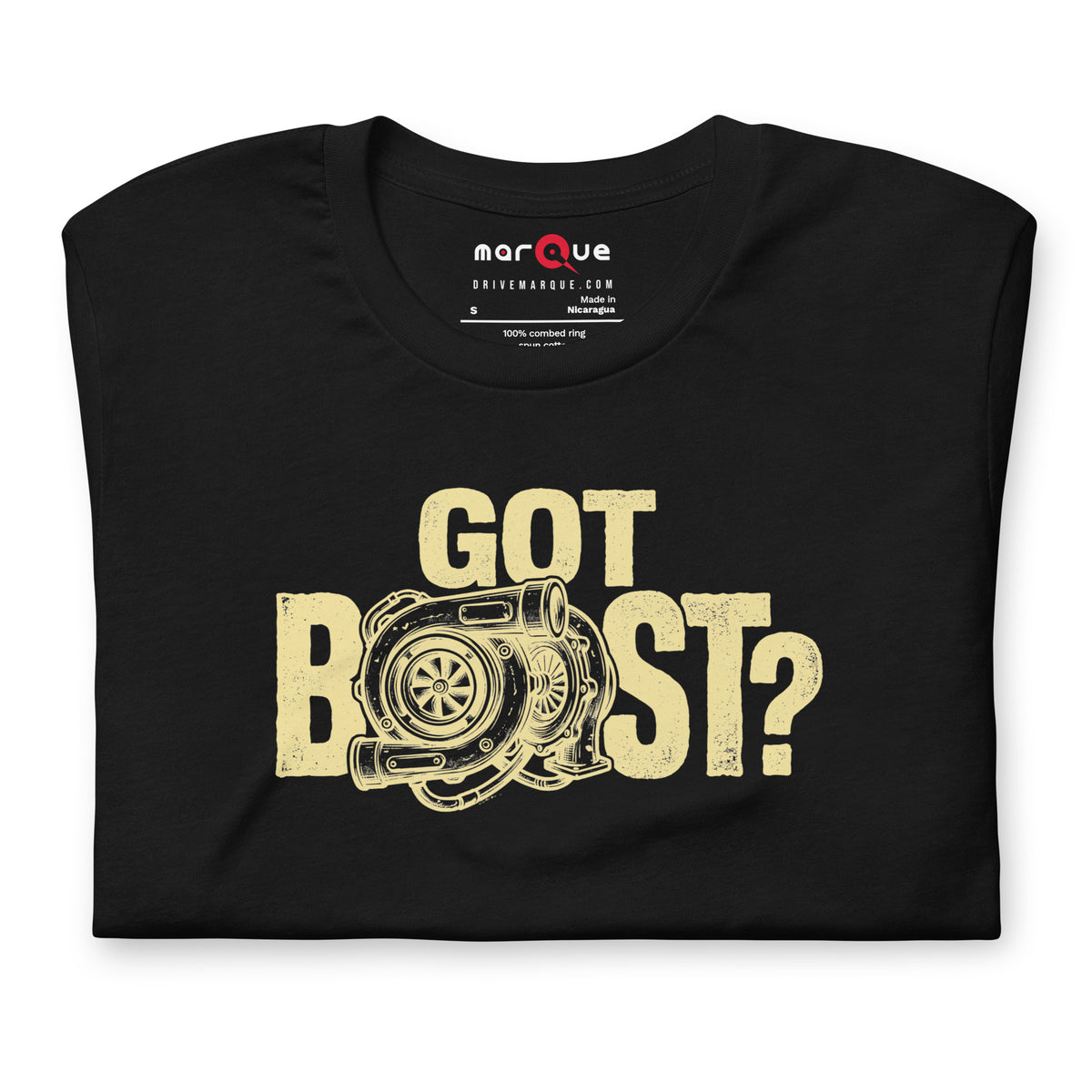 Got Boost tee, Black front view — Marque automotive apparel (2)