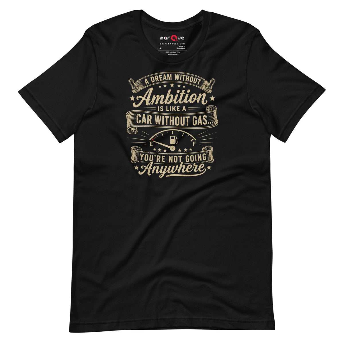 Ambition Tee, Black front view — Marque automotive apparel
