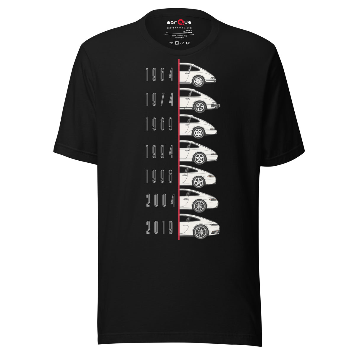 Evolution of an Icon t-shirt, Black front view — Marque automotive apparel