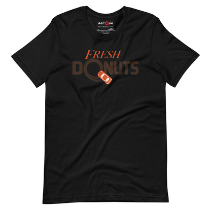 Fresh Donuts t-shirt, Black front view (2) — Marque automotive apparel
