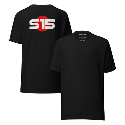 S15 Tee — Final Silhouette graphic t-shirt, Black front and back — Marque automotive apparel