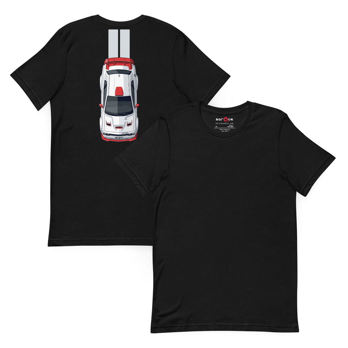 Muscle Track Tee — Iron and Asphalt graphic t-shirt, Black front and back — Marque automotive apparel
