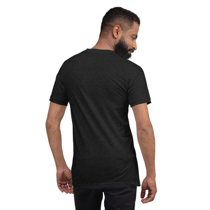I Still Play With Blocks Tee, Black Heather back view — plain back, Marque automotive apparel