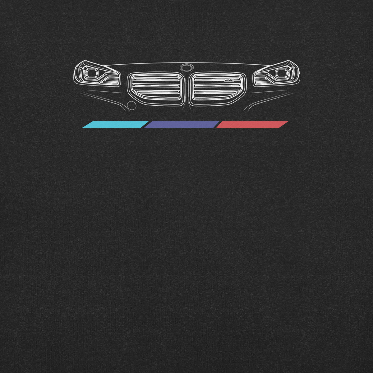 Twin Grille Tee — Tricolor Stripes graphic t-shirt, Black Heather front view (4) — Marque automotive apparel