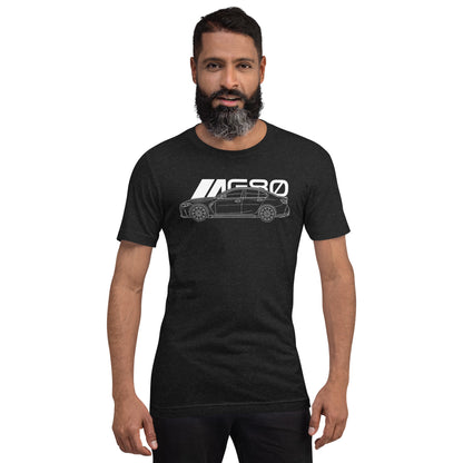 Super Sedan G80 t-shirt, Black Heather front view (2) — Marque automotive apparel