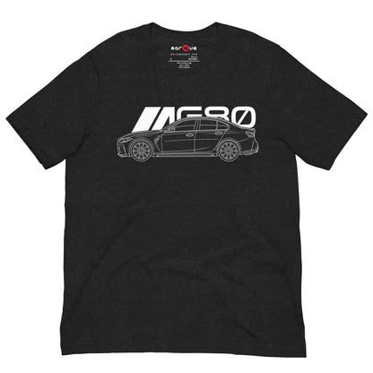 Super Sedan G80 t-shirt, Black Heather front view — Marque automotive apparel