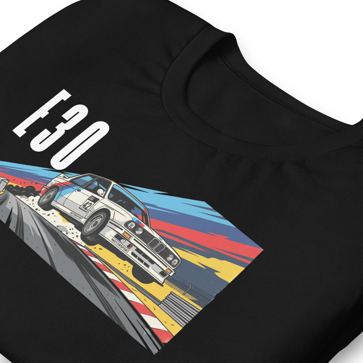 E30 Touring Car Tee — Group A Heritage graphic t-shirt, Black print detail (2) — Marque automotive apparel