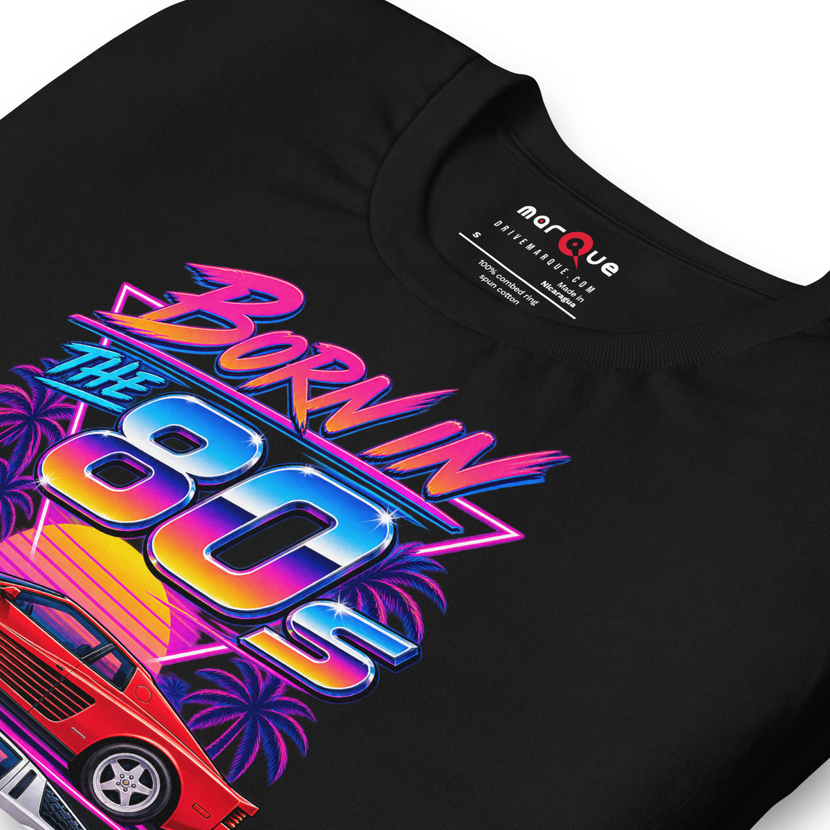 Born in the 80s tee, Black print detail — Marque automotive apparel