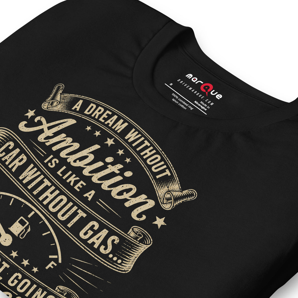 Ambition Tee, Black print detail — Marque automotive apparel