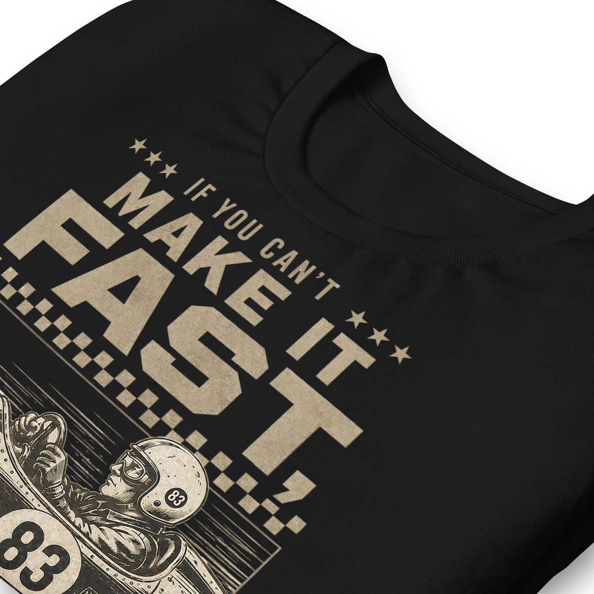 Can't Make It Fast, Make It Loud Tee, Black print detail — Marque automotive apparel