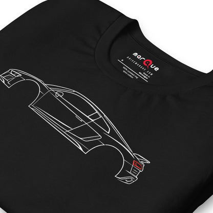 Close-up of the V10 line print on black, showing the wheel arches and rear deck detail