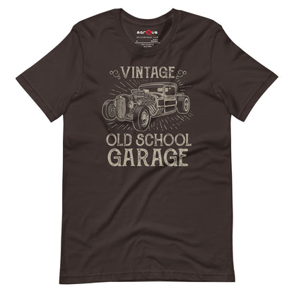 Hotrod Garage tee, Brown front view — Marque automotive apparel
