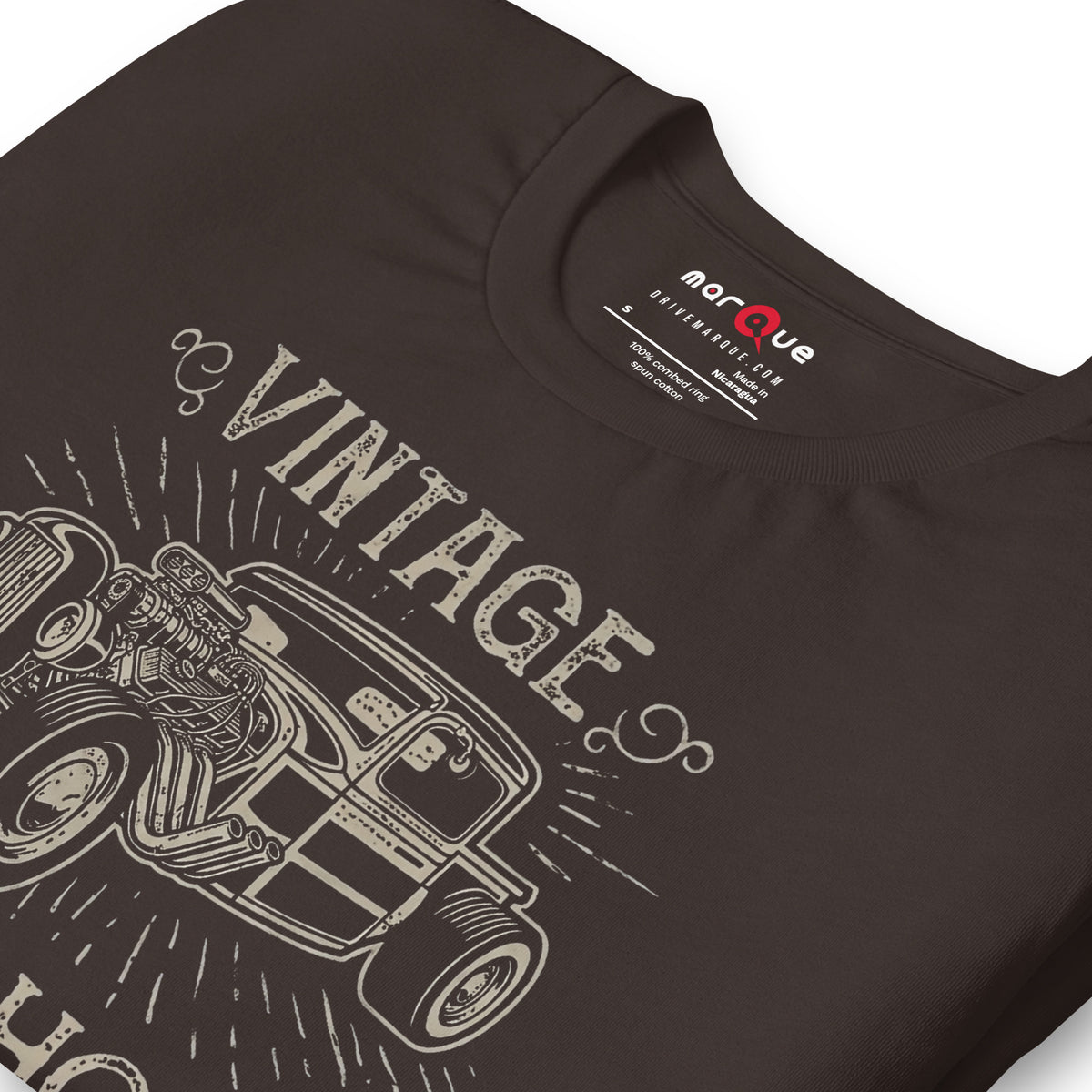 Hotrod Garage tee, Brown print detail — Marque automotive apparel