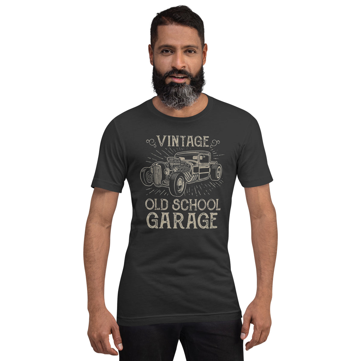 Hotrod Garage tee, Dark Grey front view — Marque automotive apparel (2)