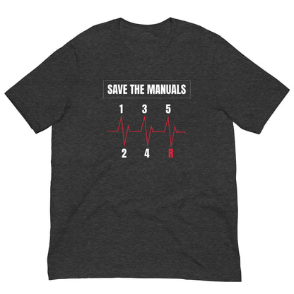 Save the Manuals heartbeat manual gearbox graphic t-shirt — Marque