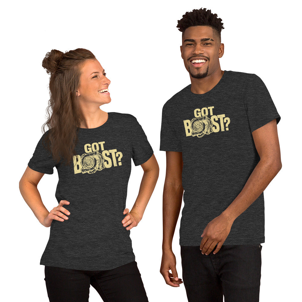 Got Boost tee, Dark Grey Heather front view — Marque automotive apparel (3)