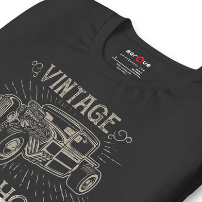 Hotrod Garage tee, Dark Grey print detail — Marque automotive apparel
