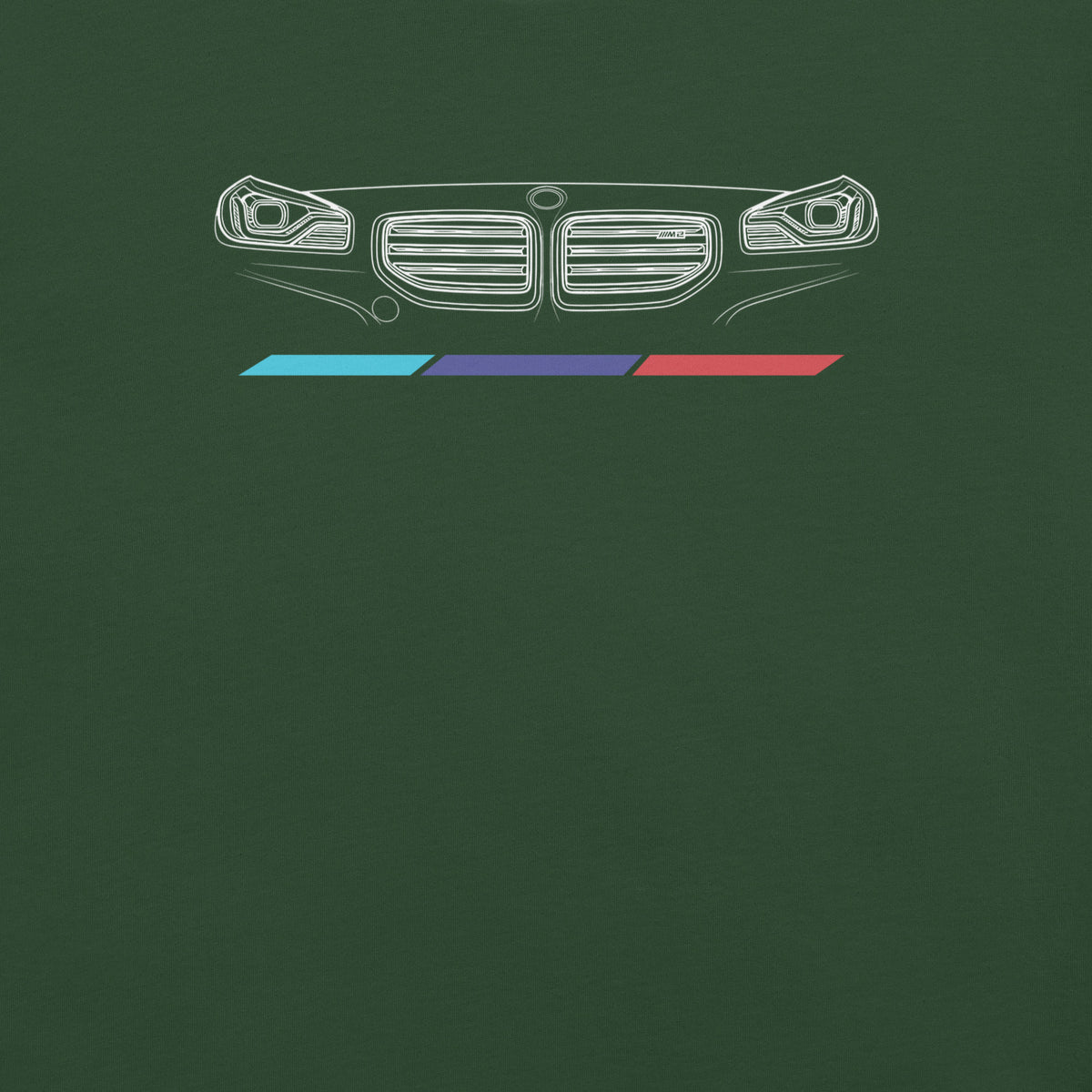 Twin Grille Tee — Tricolor Stripes graphic t-shirt, Forest front view (3) — Marque automotive apparel