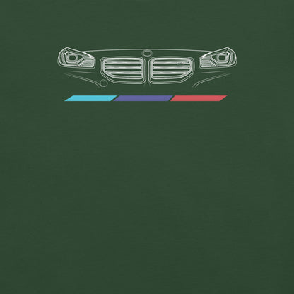 Twin Grille Tee — Tricolor Stripes graphic t-shirt, Forest front view (3) — Marque automotive apparel