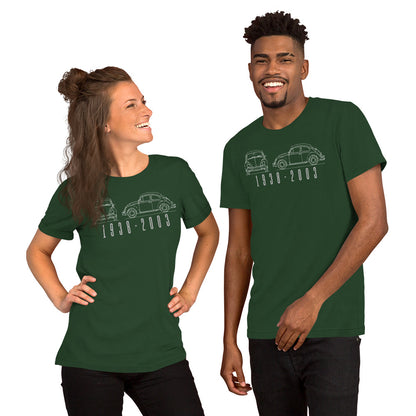 The Original Bug Tee, Forest — worn front view, Marque automotive apparel