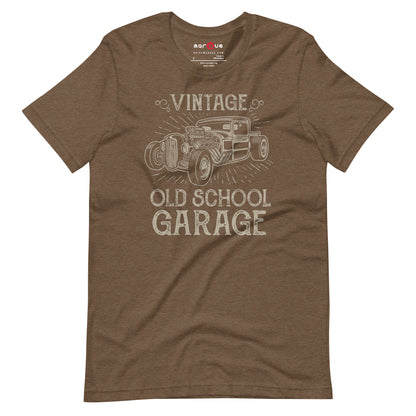 Hotrod Garage tee, Heather Brown front view — Marque automotive apparel