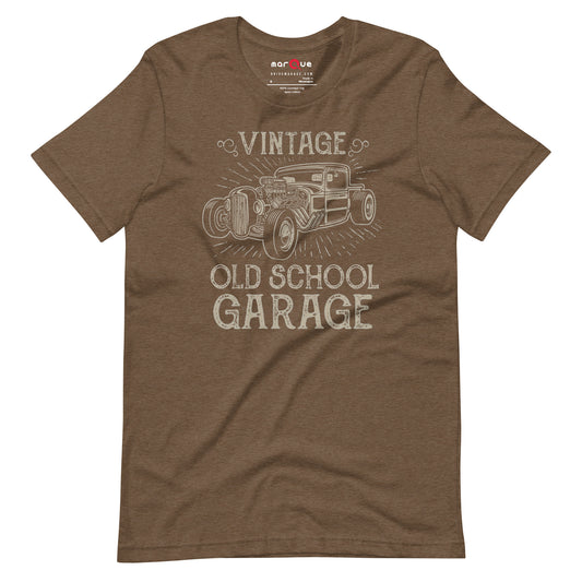 Hotrod Garage tee, Heather Brown front view — Marque automotive apparel
