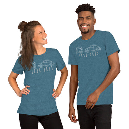 The Original Bug Tee, Heather Deep Teal — worn front view, Marque automotive apparel