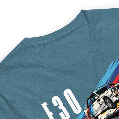 E30 Touring Car Tee — Group A Heritage graphic t-shirt, Deep Teal print detail — Marque automotive apparel