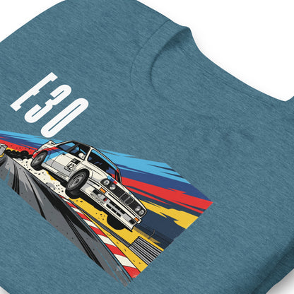 E30 Touring Car Tee — Group A Heritage graphic t-shirt, Deep Teal print detail (2) — Marque automotive apparel
