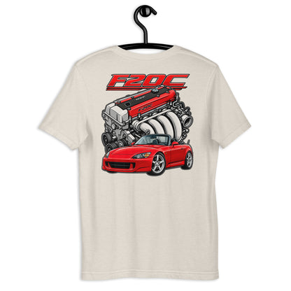 F20C Redline Royalty Tee, Heather Dust back view (2) — Marque automotive apparel