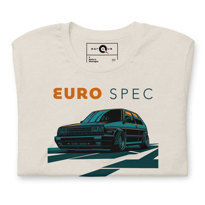 Euro Spec Tee — Mk2 Hot Hatch graphic t-shirt, Heather Dust front view (5) — Marque automotive apparel