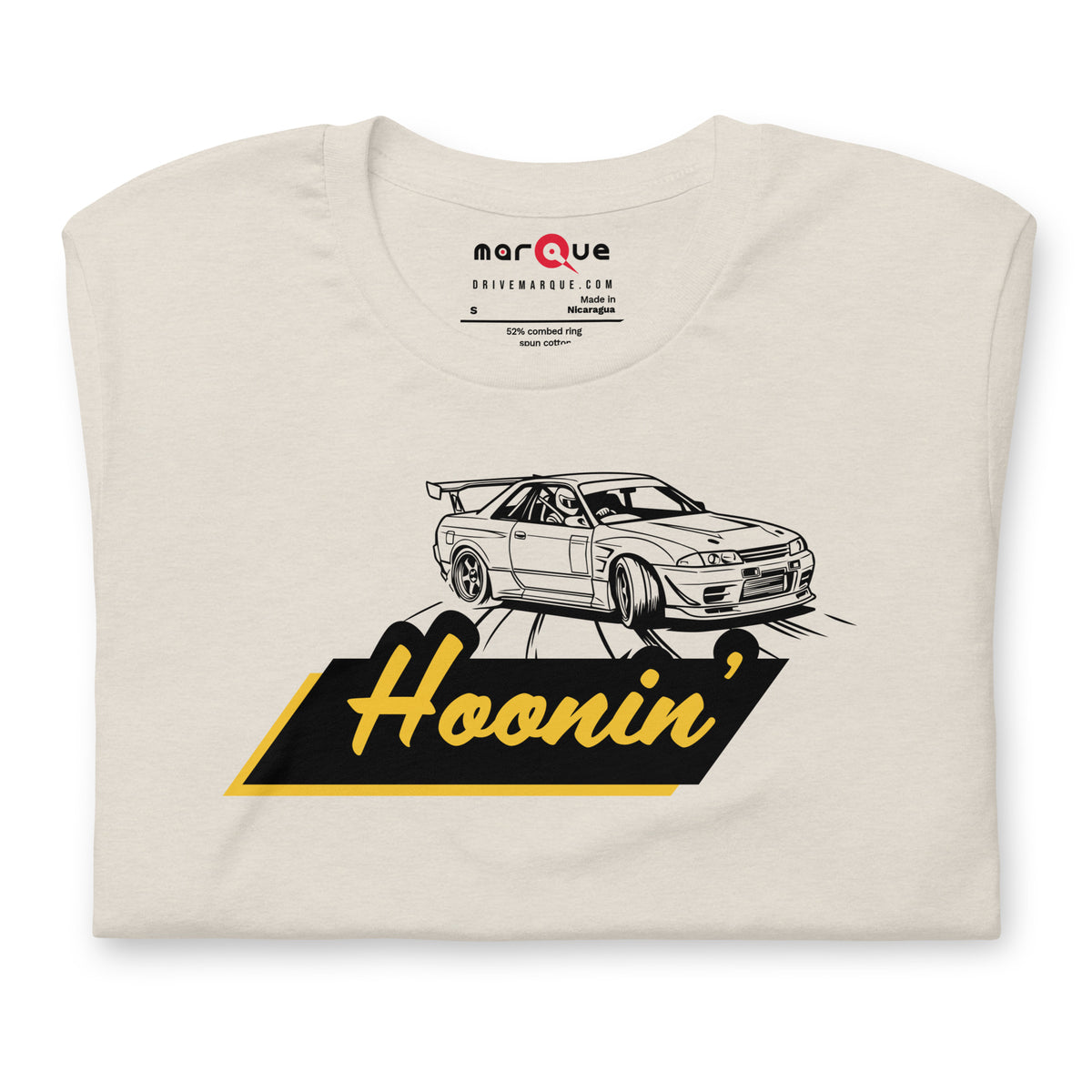 Hoonin' Tee — Sideways by Choice graphic t-shirt, Heather Dust front view (3) — Marque automotive apparel