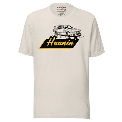 Hoonin' Tee — Sideways by Choice graphic t-shirt, Heather Dust front view — Marque automotive apparel