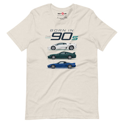 Born in the 90s tee, Heather Dust front view — Marque automotive apparel