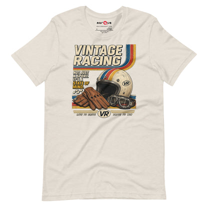 Vintage Racing Tee, Heather Dust front view (2) — Marque automotive apparel